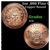 1oz .999 Fine Copper Bullion Round - Medusa Style