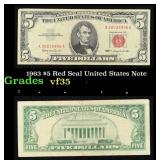 1963 $5 Red Seal United States Note Grades vf++