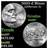 2005-d Bison Jefferson Nickel 5c Grades GEM++ Unc