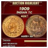 1909 Indian Cent 1c ms66+ rb SEGS