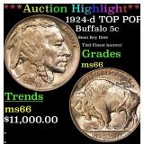 *Highlight* 1924-d Buffalo Nickel TOP POP! 5c ms66