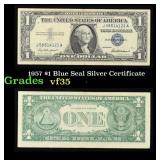 1957 $1 Blue Seal Silver Certificate Grades vf++