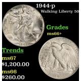 1944-p Walking Liberty Half Dollar 50c Grades GEM+