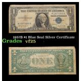 1957B $1 Blue Seal Silver Certificate Grades vf+