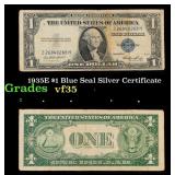 1935E $1 Blue Seal Silver Certificate Grades vf++