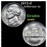 1972-d Jefferson Nickel 5c Grades GEM+ Unc