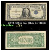 1957B $1 Blue Seal Silver Certificate Grades vf++