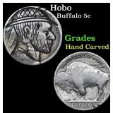 Hobo Buffalo Nickel 5c Grades Hand Carved