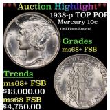 *Highlight* 1938-p Mercury Dime TOP POP! 10c ms68+