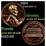 1962 Proof Lincoln Cent 1c pr69 rd dcam SEGS