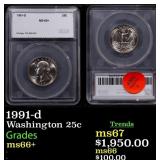 1991-d Washington Quarter 25c ms66+ SEGS