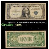 1935E $1 Blue Seal Silver Certificate Grades vf+