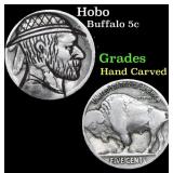 Hobo Buffalo Nickel 5c Grades Hand Carved