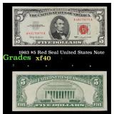 1963 $5 Red Seal United States Note Grades xf