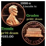 1986-s Proof Lincoln Cent 1c Grades GEM++ Proof De