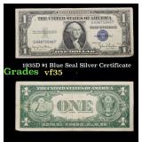 1935D $1 Blue Seal Silver Certificate Grades vf++