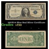 1957B $1 Blue Seal Silver Certificate Grades vf++