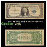 1957 $1 Blue Seal Silver Certificate Grades vf+