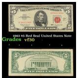 1963 $5 Red Seal United States Note Grades vf++