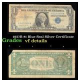 1957B $1 Blue Seal Silver Certificate Grades vf de