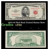 1953 $5 Red Seal United States Note Grades vf++