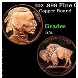 1oz .999 Fine Copper Bullion Round - Buffalo Nicke