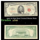 1963 $5 Red Seal United States Note Grades xf