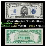 1934A $5 Blue Seal Silver Certificate Grades Choic