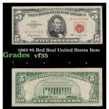 1963 $5 Red Seal United States Note Grades vf++