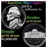 1975-s Proof Jefferson Nickel 5c pr70 dcam SEGS