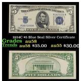 1934C $5 Blue Seal Silver Certificate Grades Choic