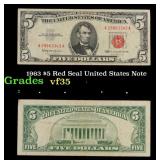 1963 $5 Red Seal United States Note Grades vf++