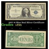 1957 $1 Blue Seal Silver Certificate Grades vf++