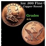 1oz .999 Fine Copper Bullion Round - Franklin Half