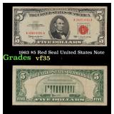 1963 $5 Red Seal United States Note Grades vf++