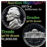 1975-s Proof Jefferson Nickel 5c pr70 dcam SEGS