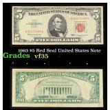 1963 $5 Red Seal United States Note Grades vf++