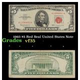 1963 $5 Red Seal United States Note Grades vf++