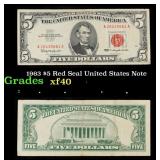 1963 $5 Red Seal United States Note Grades xf