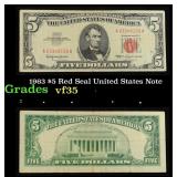 1963 $5 Red Seal United States Note Grades vf++