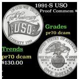 1991-S USO Proof Modern Commem Dollar $1 pr70 dcam