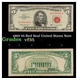 1963 $5 Red Seal United States Note Grades vf++