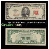 1963 $5 Red Seal United States Note Grades vf++