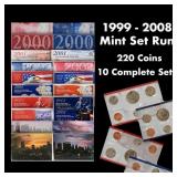 1999-2008 Mint Set Run 220 Coins 10 Complete Sets