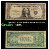 1935D $1 Blue Seal Silver Certificate Grades vf+