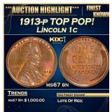 1913-p Lincoln Cent TOP POP! 1c ms67 bn SEGS