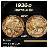 1936-d Buffalo Nickel 5c Grades ms66+