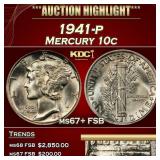 1941-p Mercury Dime 10c ms67+ FSB SEGS