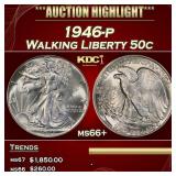 1946-p Walking Liberty Half Dollar 50c ms66+ SEGS