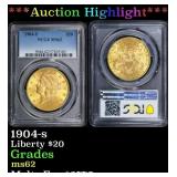 PCGS 1904-s Gold Liberty Double Eagle $20 ms62 PCG